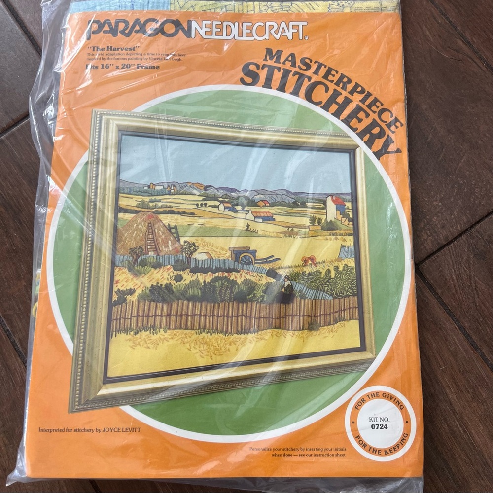 Paragon Needlecraft Vincent Van Gogh 'The Harvest' #0724 Vintage Crewel Kit New